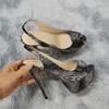 Women Pumps Sexy Serpentine 14cm High Heels Sandals Patent Leather Platform Open Toes Heels Party Wedding Shoes Shoe