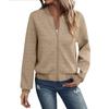 Womens Long Sleeve Zip Up Sweatshirts Jackets Full Zipper Lightweight Jacket Casual Pocket Loose Outwear Coat