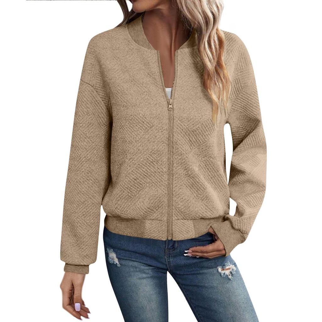 Womens Long Sleeve Zip Up Sweatshirts Jackets Full Zipper Lightweight Jacket Casual Pocket Loose Outwear Coat