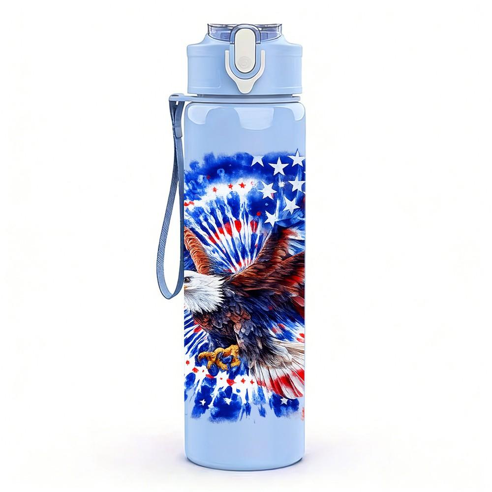 1PC Red Blue Burst Soccer Ball Print 750ml Color Plastic Sports Water Bottle Leakproof Flip Straw Lid Suitable for Sports Office Home Use