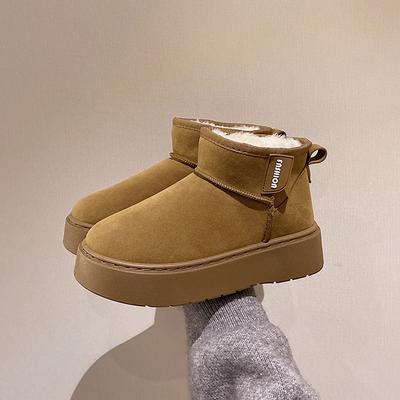 Женские зимние ботинки на толстой подошве, новые, зимние, на толстой подошве, увеличивающие рост, бархатные короткие ботинки, универсальные и легкие, теплые хлопковые ботинки