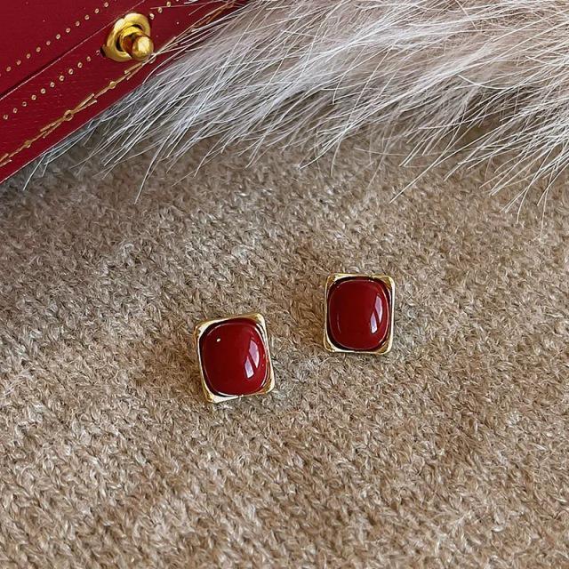 Серьги-клипсы в стиле 80-х в гонконгском стиле красного и синего цвета для непроколотых ушей – Высококлассные французские роскошные серьги-кольца