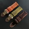 Quality 24mm Oil Green Brown Italy Genuine Leather Watchband Replacement For Panerai PAM Watch Strap Butterfly Buckle Bracelet
