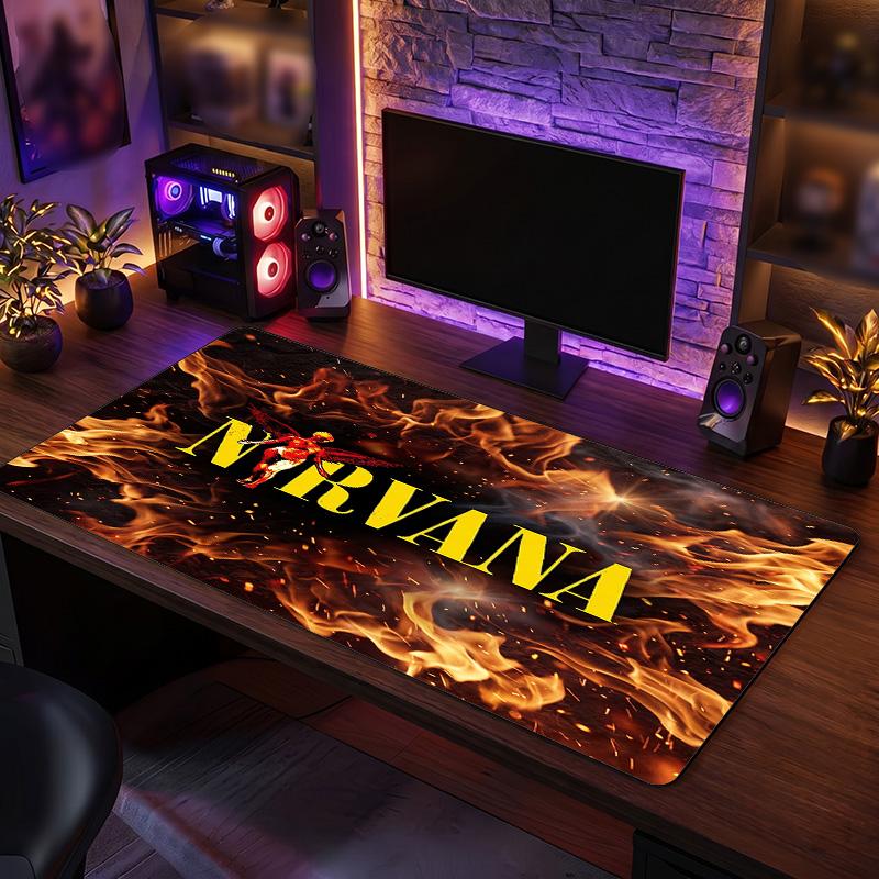 Nirvana Print Large Mouse Pad Smooth Surface Anti?Slip Desk Mat For Gaming Office Laptop Decoration