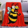 Cartoon Bee Cartoon Anime Print Flannel Blanket Soft Warm Throw for Kids Bedroom Sofa Bed Christmas Office Car