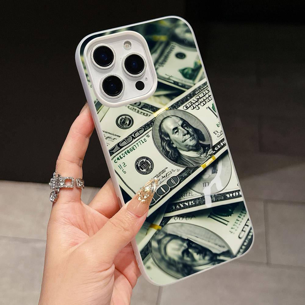 USD Доллар Желе Двойной слой Белый Чехол для Мобильного Телефона для iPhone 17 16 15 14 13 12 11 Air Pro Max Plus Защитный