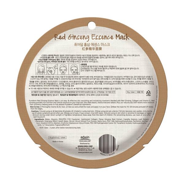 Purederm Essence Mask Maska Do Twarzy W Płacie Red Ginseng 18G