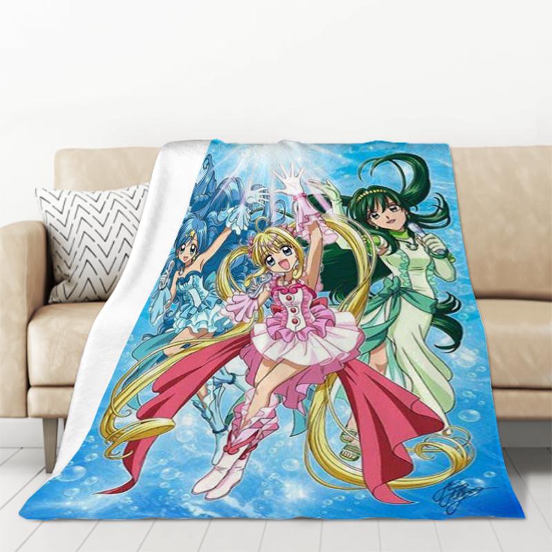 Аниме Одеяло Русалочка Мелодия Пичи Пичи Одеяла и Пледы для Двуспальной Кровати Пушистый Плед для Дивана Мягкое Декоративное На Заказ Детское