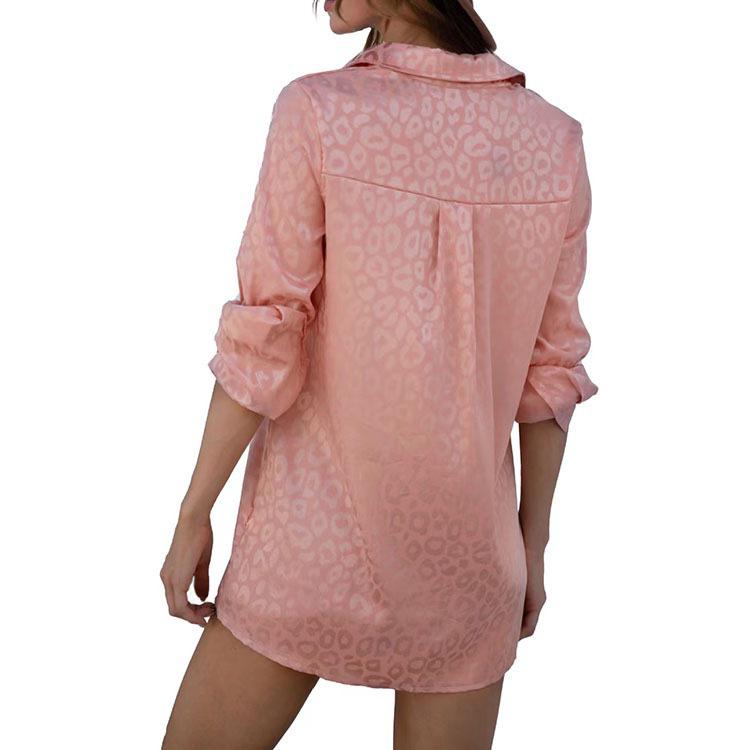 2024 Autumn Women's Elegant Satin Leopard Print Lapel Shirt