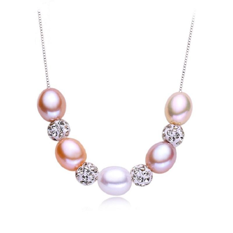 Genuine 925 Sterling Silver Pendant Necklace Natural Freshwater Pearl Choker Necklace For Women Jewelry Fashion Gift