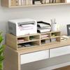 Wooden Look Desk Organizer With 3 Compartments Supplies Printer Stand Dim. 47L X 40W X 22.5H Cm