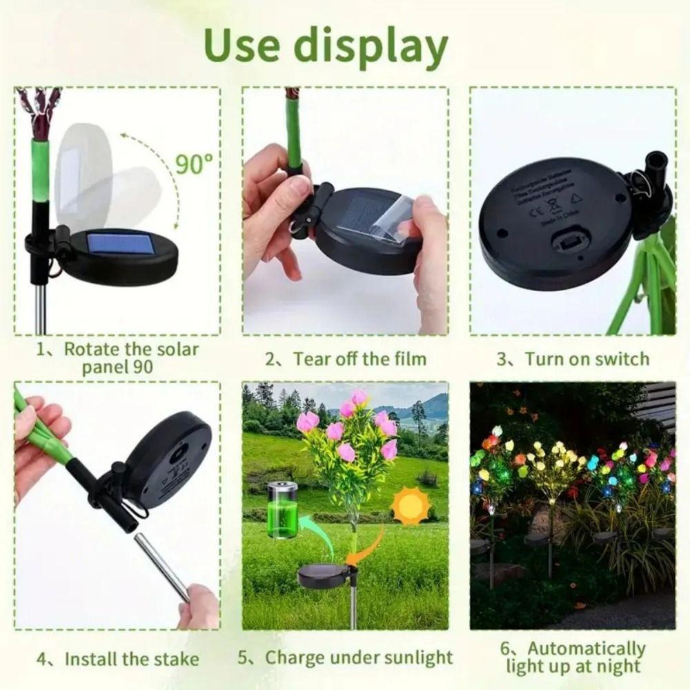 Realistic Solar Artificial Flower Light Gardenia Flower Waterproof Landscape Lamp Landscape Decor