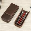 Luxury Genuine Leather 3 Slots Pen Case With Removable Pen Tray Holder Pencil Case Office School Supplies Pouch Creative Gift
