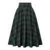 Women Midi Skirt Plaid Print High Waist A-Line Skirt Large Hem Design Slimming Effect Autumn Winter Skirt