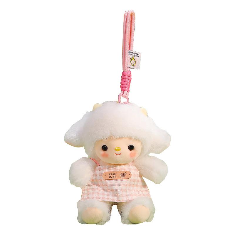 Новый стол с плюшевой игрушкой в виде куклы-ягненка, милая маленькая кукла-белая овечка, подвеска для сумки, детский подарок на день рождения