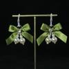 Pink Adjustable Metal Nipple Clamps with Soft Non-Slip Pads Bow Pearl Rhinestone Decor for Couples Intimate Bedroom Play