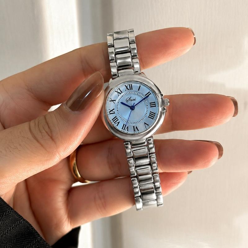 Fashion Women's Quartz Watches Simple Round Roman Dial Stainless Steel Ladies Wristwatch Elegant Dress Woman Watches Reloj Mujer