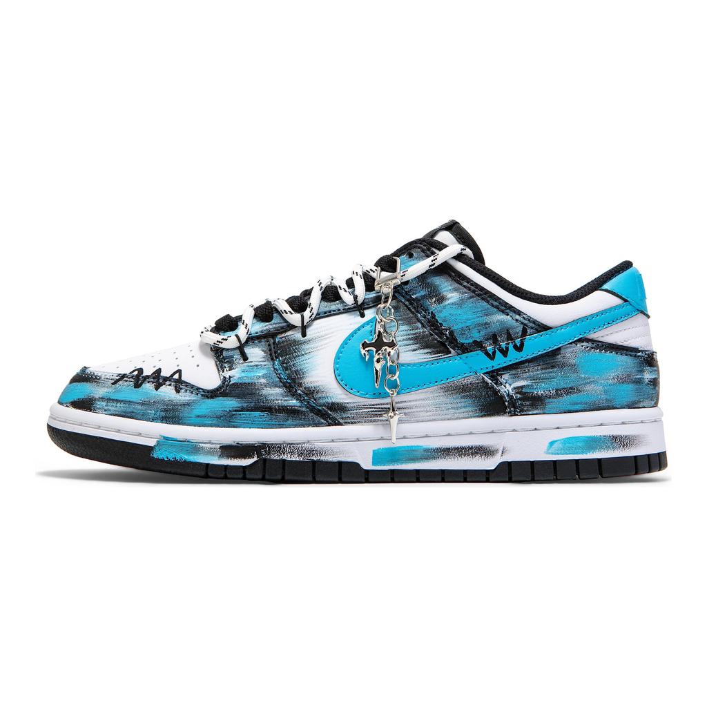 Nike Кроссовки Dunk Скользкие Устойчивые к истиранию Низкие Скейтбордические Женские Черные Белые Синие CW1590-100(Team1326-SBOX)