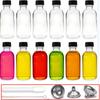12-piece Set of Small Clear Glass Bottle with Cap and 3 Stainless Steel Funnel - 60ml Boston Sample Bottle of Potion, Juice, Health, Ginger, Whiskey,
