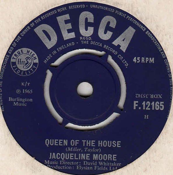 7-дюймовая пластинка ЖАКЛИН МУР - Королева дома F12165 Decca 1965 Великобритания Джаз Б/у