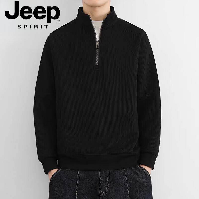 Мужской свитшот JEEP SPIRIT с воротником-стойкой на молнии до середины, длинными рукавами