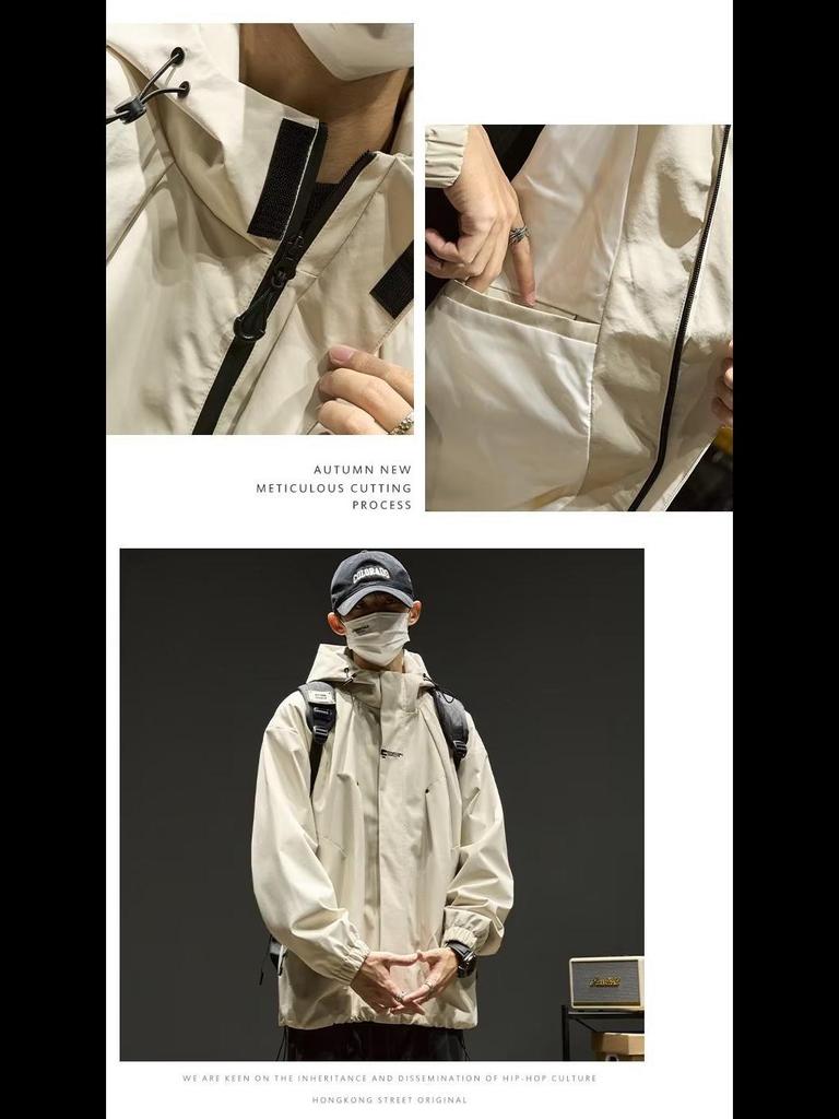 Мужская свободная куртка для альпинизма с капюшоном: Японская мода, американская повседневная мода, весна/осень