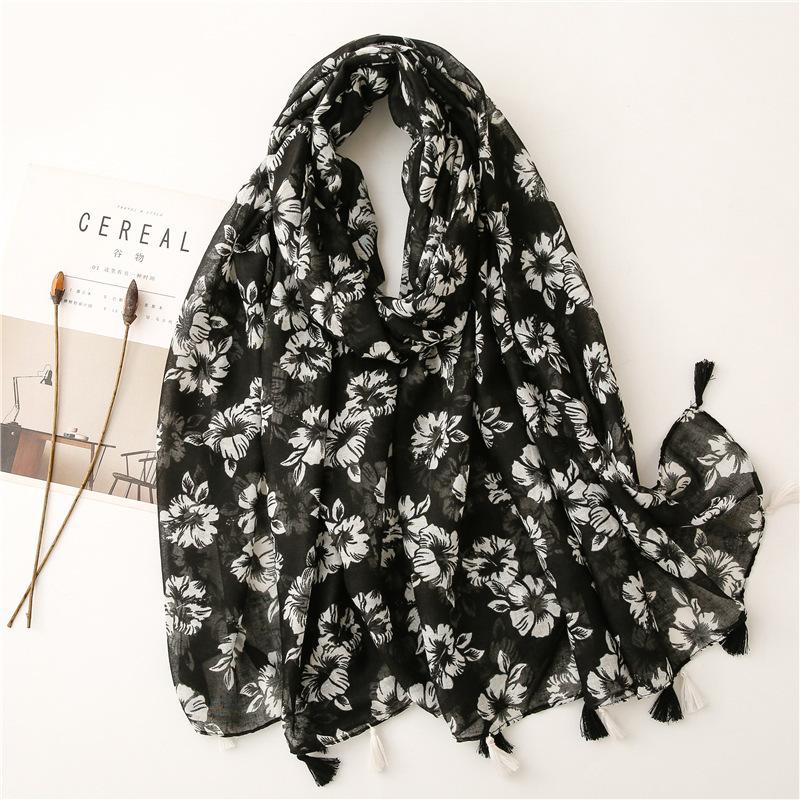 Маленький свежий простой шарф из балийской пряжи, хлопок, лен, на ощупь, женский, с принтом фруктов, зеленых, ярких, желтых листьев, шарф-шаль