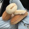 Модные женские зимние тапочки на толстой подошве, овчина и шерсть утолщены для тепла, модная и теплая женская обувь шерстяные тапочки