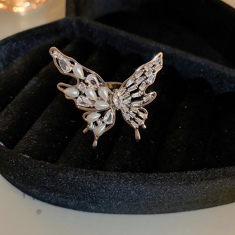 Luxury Zircon Sparkling Diamond Spirit Serpentine Ring Silver Open Ring High Quality Texture Simple and Versatile Trendy Cool Handmade for Women