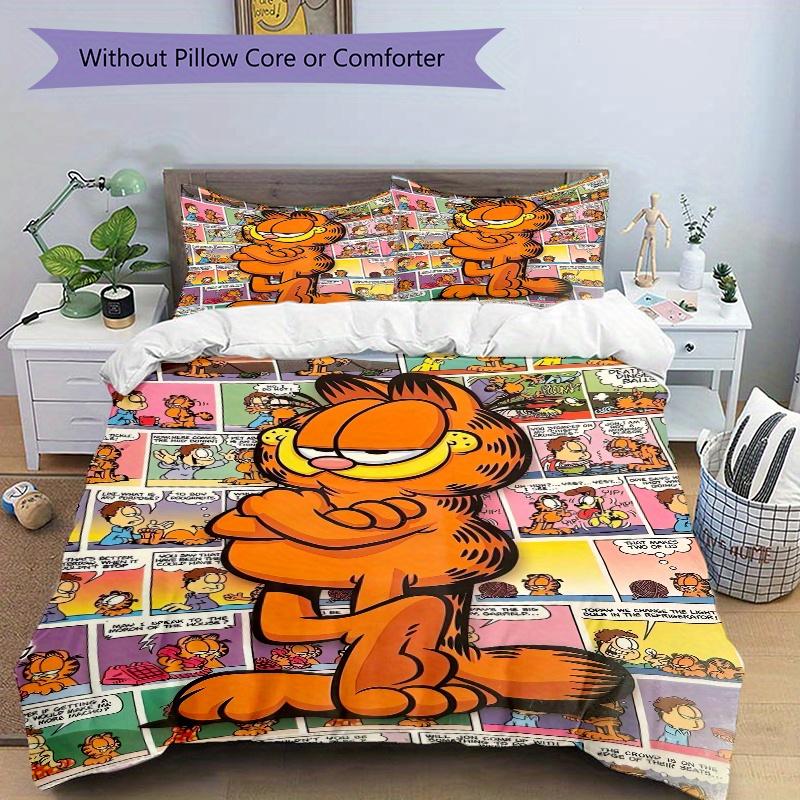3pcs Garfield Comics Printed Bedding Set, Soft and Comfortable Quilt Cover for Bedroom, Guest Room (1 Duvet Cover + 2 Pillowcases, Pillow Core Not Inc