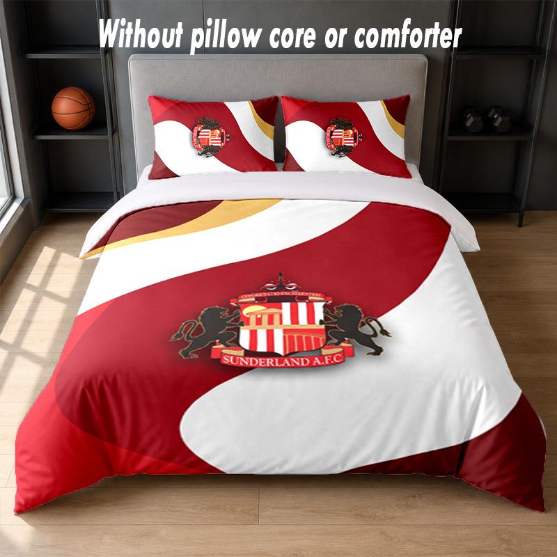 Футбольный дизайн Sunderland Комплект постельного белья 1 пододеяльник + 2 наволочки Мягкое дышащее домашнее постельное белье