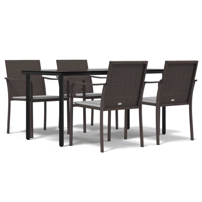 VidaXL Garden Dining Set 5 Pcs Cushions Wicker Steel 3186961