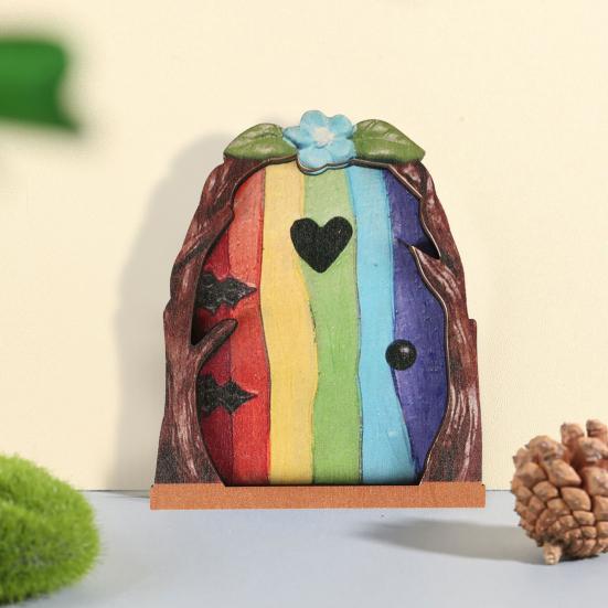 Сказочная дверь ручной работы, реалистичный самшит, миниатюрная деревянная дверь с изображением эльфа, ворота, украшение для сада, домашний декор