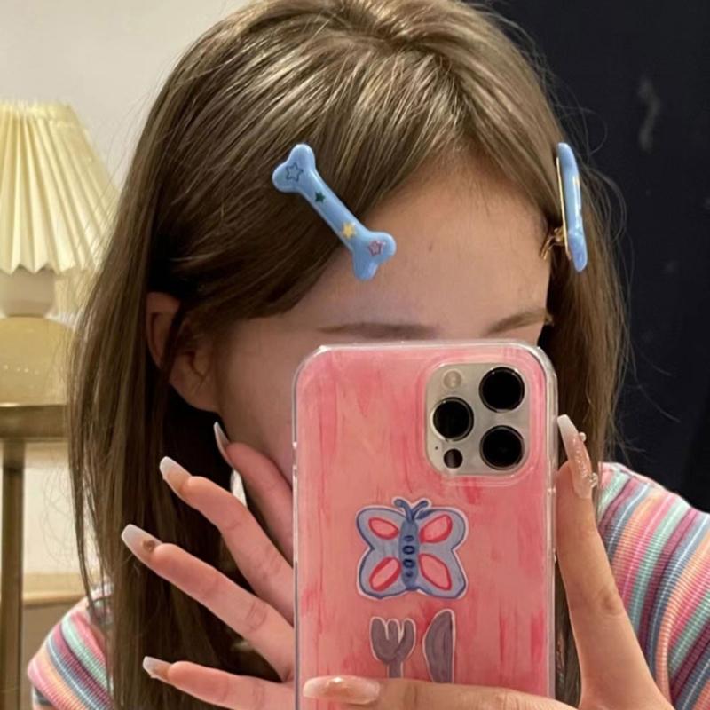 10×Женские заколки для волос с дизайном собачьей косточки, креативные и популярные, очаровательные заколки-бабочки для волос, аксессуары для укладки волос