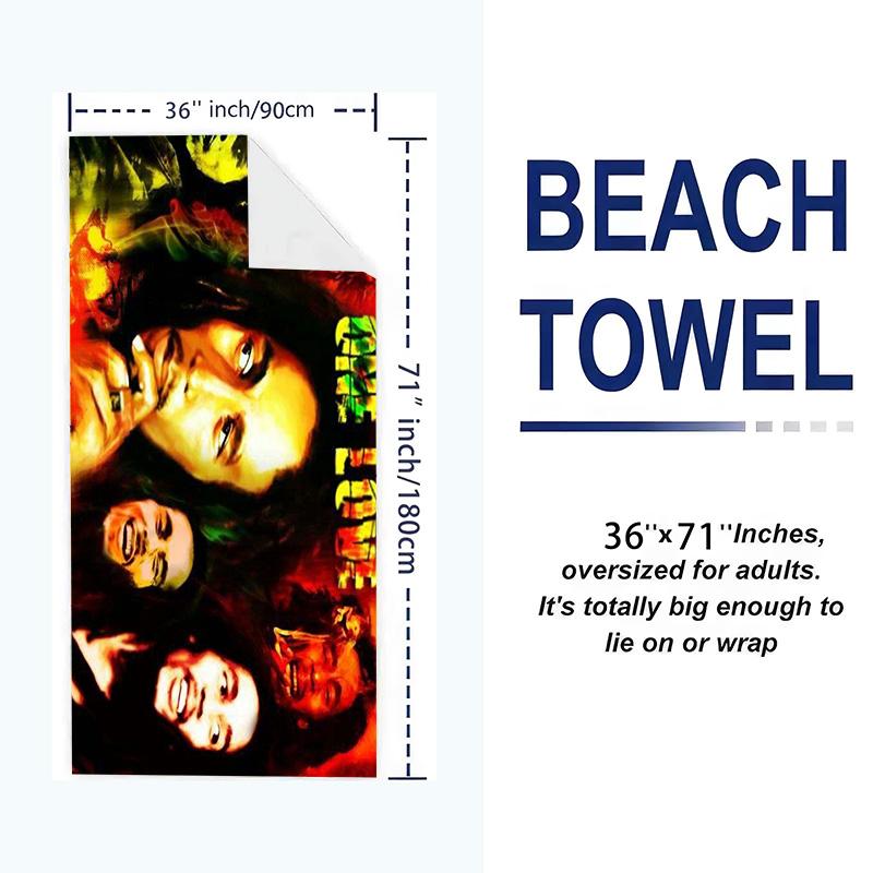 Music Themed Bob-Marley Print Beach Towel, Large Soft Quick Dry Towel for Beach Camping Swimming