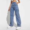 Women Wide Leg Baggy Jeans Lady Vintage Punk High Waist Loose Cargo Denim Pants Streetwear Pockets Trashy Skater Trousers