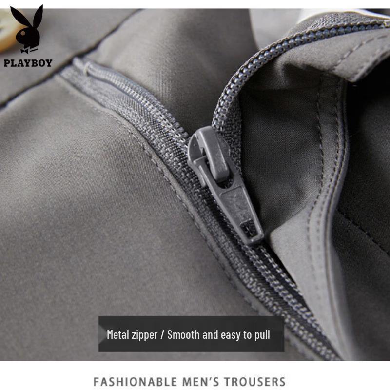 PLAYBOY Men's Summer Silk Blend Cropped Suit Trousers