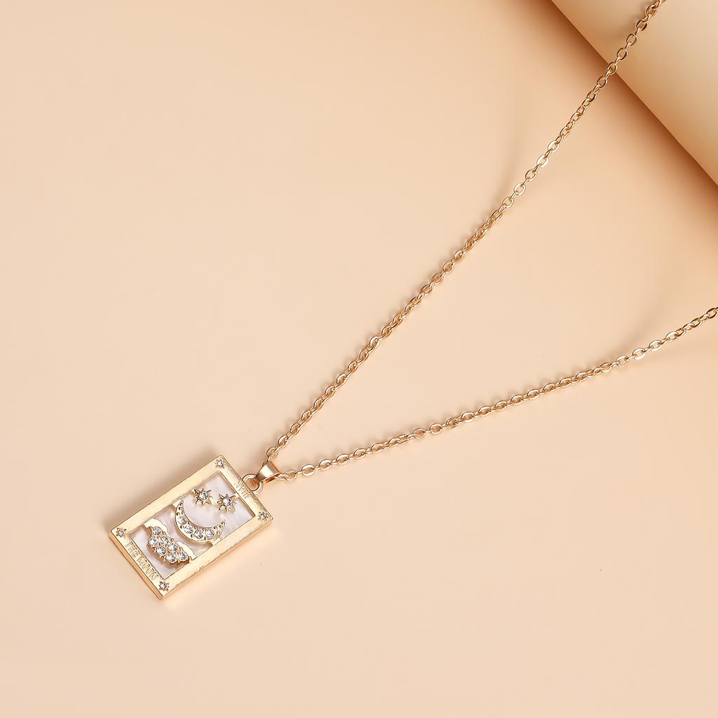 Coloeful Tarot Necklace Star Moon Sun Lovers Magiclan Knight Empress Pendant Necklace for Women