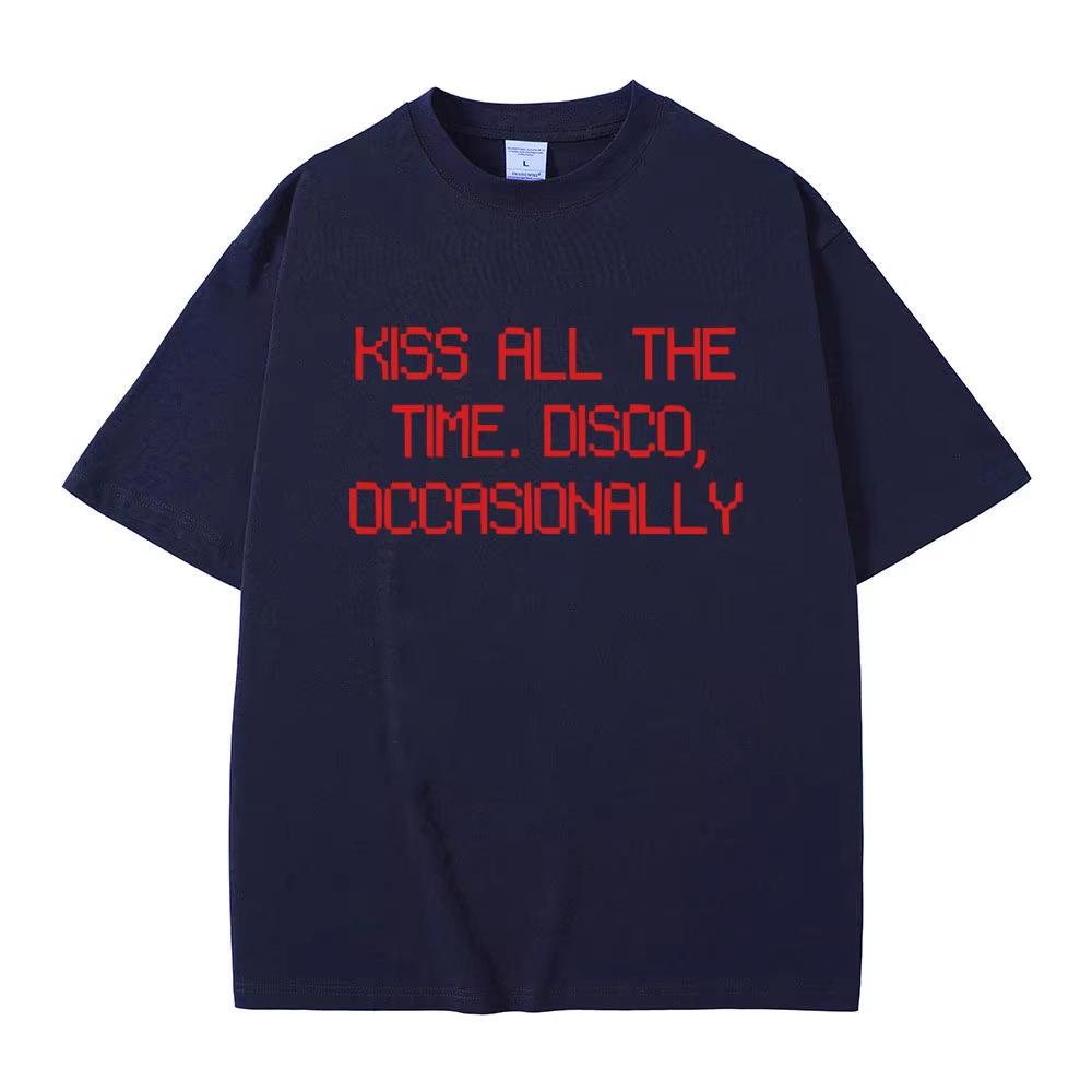 Kiss All The Time Disco Occasionally Same Style Print Tshirt Men Women Fashion T Shirts Male Casual pure Cotton Tshirts