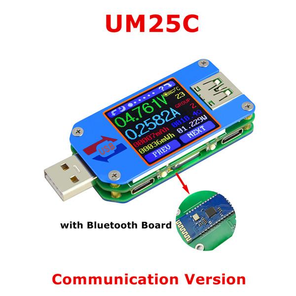 Тестер USB серии UM с цветным дисплеем, микровольтметр, детектор тока, вольтметр, измерение заряда аккумулятора