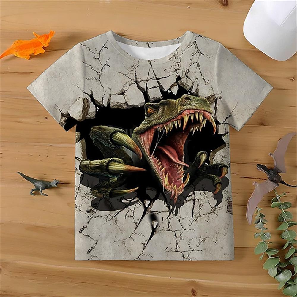 2025 Новые футболки для мальчиков с принтом льва в 3D, детская футболка для мальчиков, футболка с коротким рукавом, одежда для мальчиков на лето