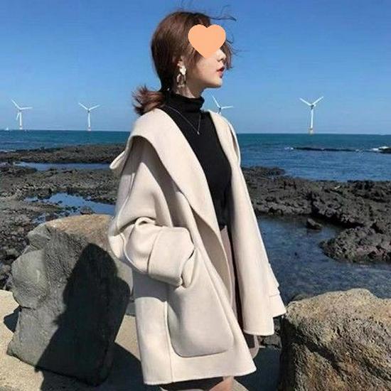 Короткое двустороннее шерстяное пальто - Осенне-зимний французский кейп для женщин и студенток
