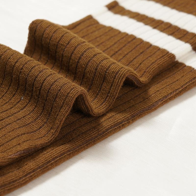 Хлопковые носки из телячьей кожи для женщин, средние носки, модные женские полосатые чулки в стиле колледжа