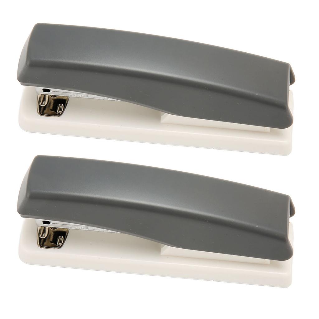 2PCS Office Stapler Prevent Slip Portable Stable Durable Ergonomic School Stapler for Students Grey