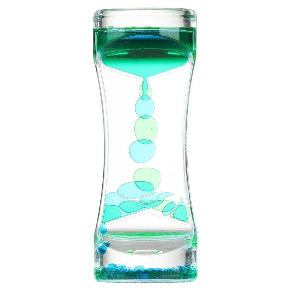 Double Colors Oil Hourglass Timer Creative Acrylic Movement Sensory Toys Visual Descending Sensory Bubble