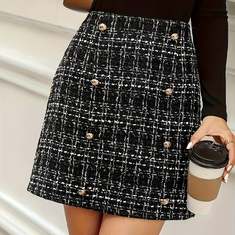 2025 Elegant Houndstooth Short Skirt - Autumn/Winter Fashion