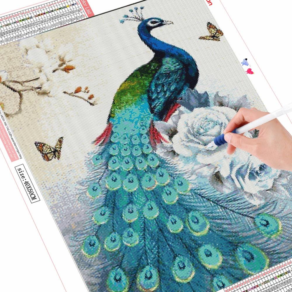 Полный дрель квадратная алмазная живопись Павлин картина со стразами Алмазная вышивка животное вышивка крестиком Декор для дома