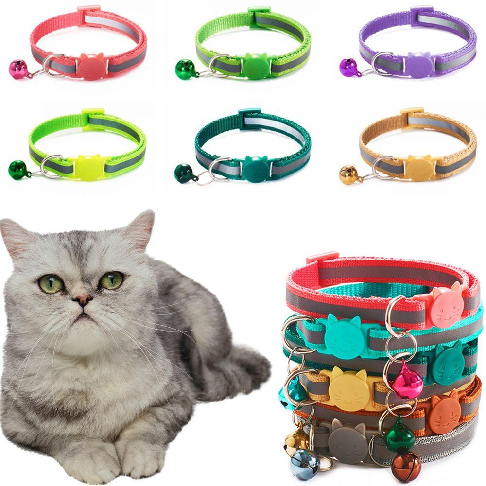 Adjustable Size Reflective with Bells Cat Neck Strap Cat Collar Pet Accessories Kitten Decor