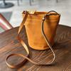 Casual Women Mini Bag Simple Solid Color Genuine Leather Versatile Small Bucket Shoulder & Crossbody Bags