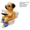 Pug Sitting On Toilet Figurine Reading Book Dog Resin Statue Puppy Animal Sculpture